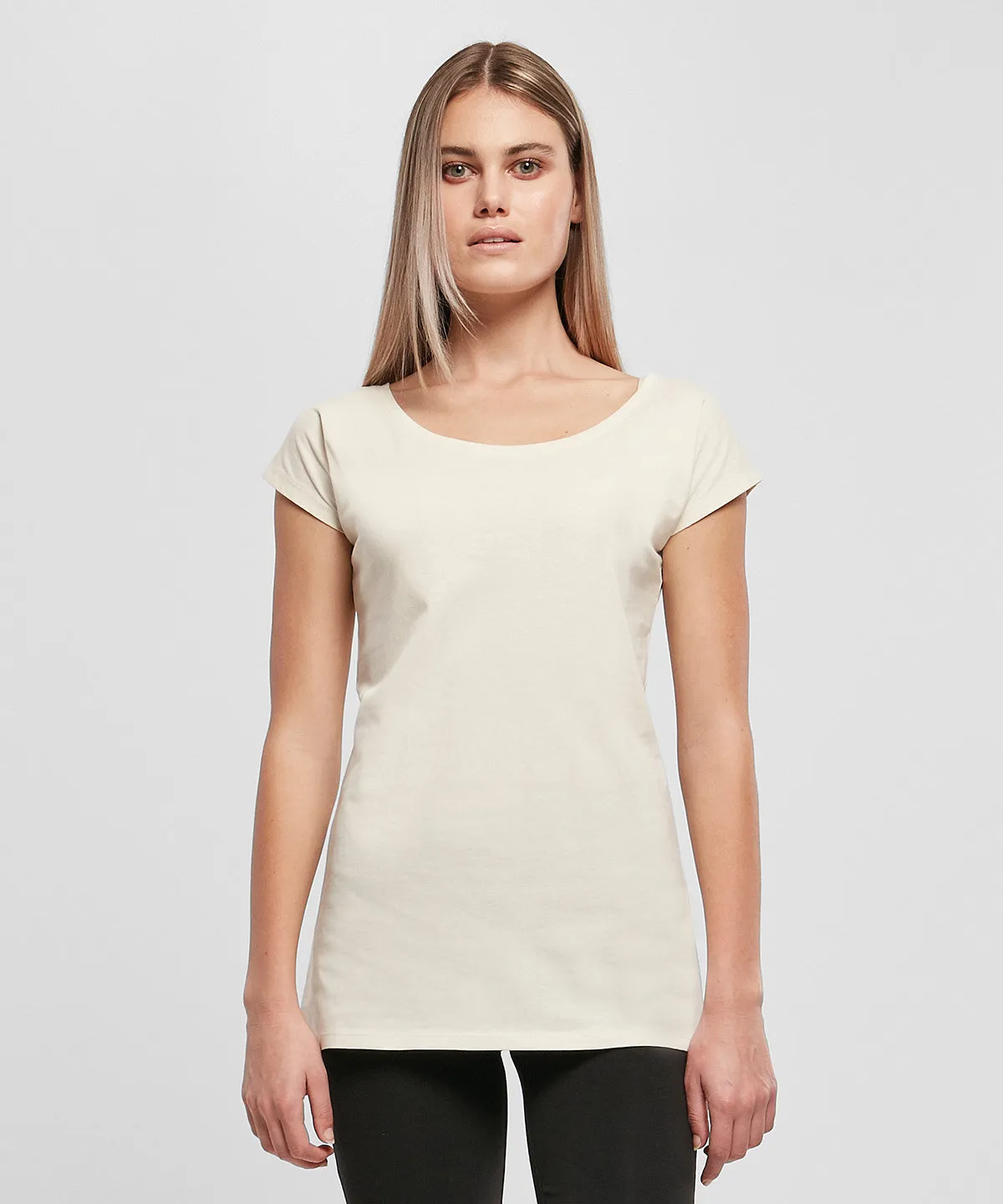 Womens wide neck tee | White