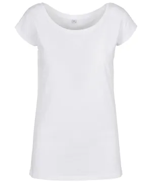 Womens wide neck tee | White